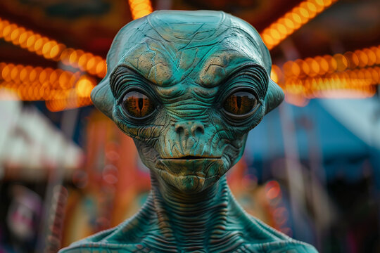Image of extraterrestrial alien from outer space invading earth generative AI