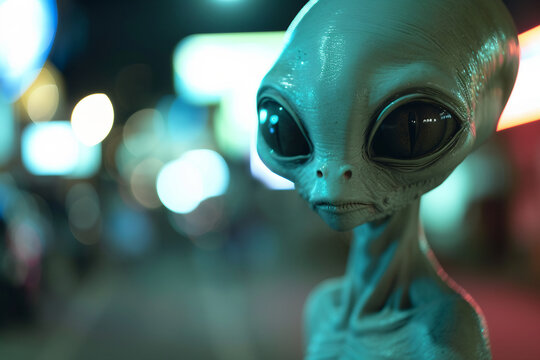 Image of extraterrestrial alien in glowing light generative AI
