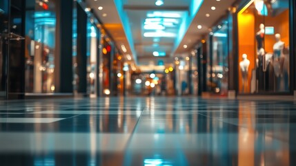 Fototapeta premium Shopping Mall Interior with Blurry Background