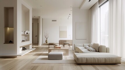 Fototapeta premium Modern Minimalist Living Room with Natural Light