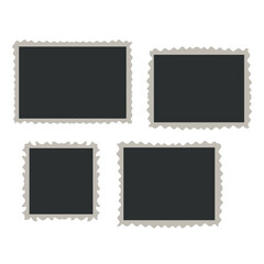 Blank photo card frame, film set. Retro vintage photography. Template or mockup for design. Vintage Photographs