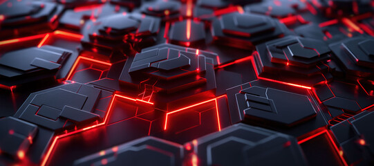 Obraz premium glowing hexagon shaped business background 16