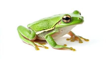 Fototapeta premium Green Tree Frog on White Background