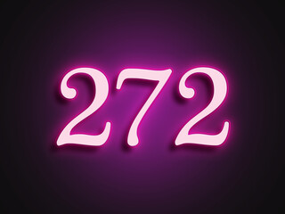 Pink glowing Neon light text effect of number 272.	