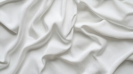 Obraz premium Soft, wrinkled white fabric draped elegantly, showcasing its smooth texture and subtle shine.