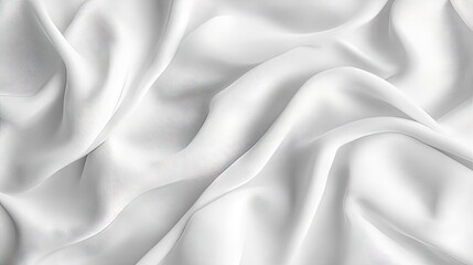 Obraz premium Elegant white satin fabric draped beautifully, creating soft waves and a luxurious feel.