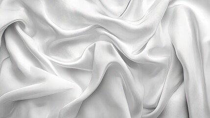 Obraz premium Elegant white satin fabric draped smoothly, showcasing its luxurious texture and softness.