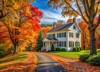 Obraz premium New England Fall Foliage, White House, Chester CT 2024