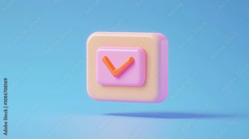 Leinwandbilder A stylized button with a checkmark, symbolizing confirmation or completion.