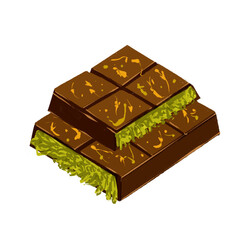 Dubai pisctachio kunafa chocolate bar food illustration for food menu or poster