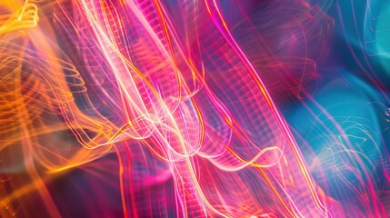 Obraz premium Abstract Colorful Light Trails Creating Vibrant Patterns in an Artistic Blur, Ideal for Backgrounds, Designs, and Creative Projects