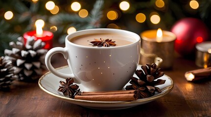 Fototapeta premium Cozy Christmas Decorations and Festive Holiday Atmosphere 