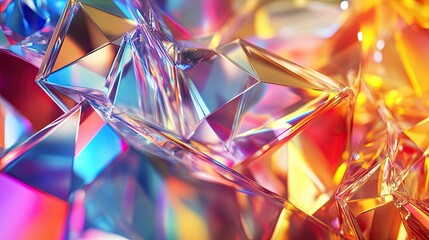 Abstract colorful crystal formations reflecting vibrant light.