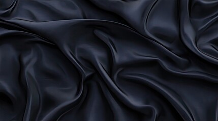 Obraz premium Elegant black silk fabric with soft draping and smooth texture, creating a luxurious feel.