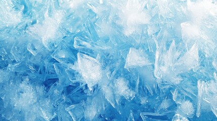 Fototapeta premium Close-up of sparkling ice crystals with a refreshing blue hue, creating a wintery, cool atmosphere.