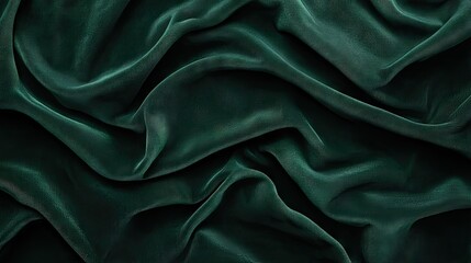 Obraz premium Luxurious dark green velvet fabric with rich texture and soft, flowing drapes.