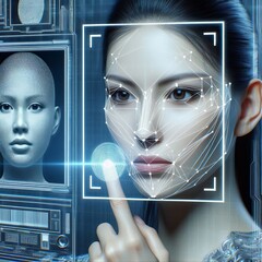 Biometric technology A person using a fingerprint scanner a pers