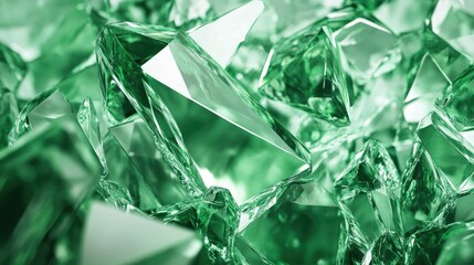 Obraz premium Glittering green gemstones reflecting light, creating a luxurious and vibrant atmosphere.