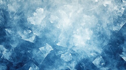 Fototapeta premium A mesmerizing abstract ice texture showcasing transparent crystal-like shards against a blue background.