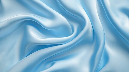 Obraz premium Soft blue satin fabric draping elegantly, creating a smooth and luxurious appearance.
