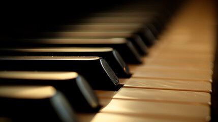 Melancholic Piano Keys in Atmospheric Lighting - Perfect for Music-Themed Designs and Posters