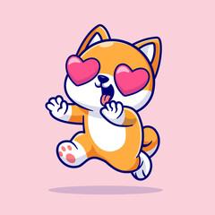 Cute Shiba Inu Dog Fall In Love Cartoon Vector Icon 
Illustration. Animal Love Icon Concept Isolated Premium 
Vector. Flat Cartoon Style 