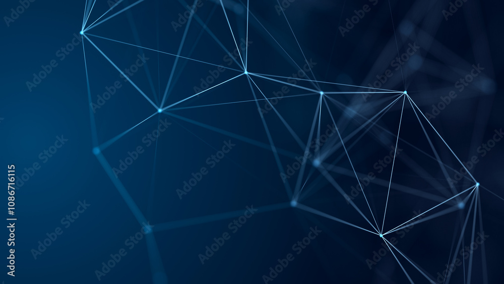 Poster polygonal background with dots and lines. network connection structure. science and technology. 3d