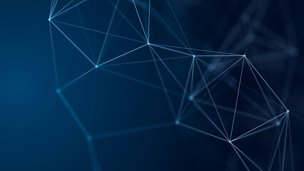 Polygonal background with dots and lines. Network connection structure. Science and technology. 3d