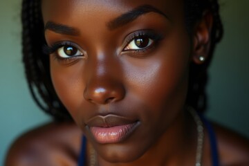 Close-Up Portrait of Woman with New Makeup and Cinematic Lighting