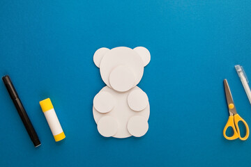 Crafts for children. Winter decoration from paper Polar Bear. Children's art project. DIY concept. Step by step. Step 3