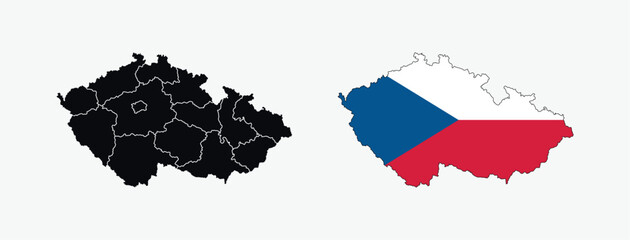 Czech Republic Map vector icon. Map of Czech Republic in Flag colors.