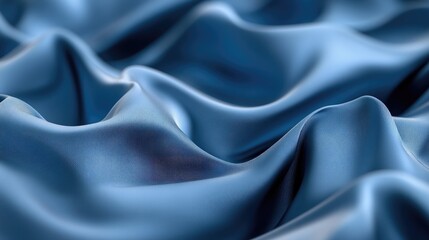 Obraz premium Close-up of luxurious blue satin fabric, showcasing its smooth, flowing texture and elegant sheen.