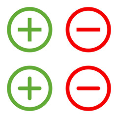 Obraz premium Plus and minus signs vector icons set