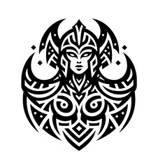 Fototapeta premium A female warrior in decorative armor. Patterned isolated on white vector illustration. 