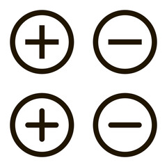 Fototapeta premium Plus and minus signs vector icons set