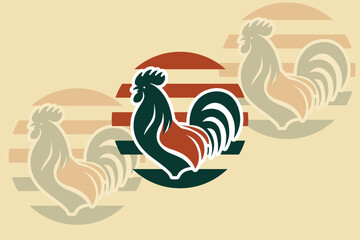 Vintage Rooster Logo | Retro Farm Animal Design | Vector Illustration for Merchandise and Branding