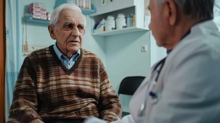 Obraz premium Doctor Consultation with Senior Patient in Medical Office