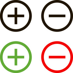 Plus and minus signs vector icons set