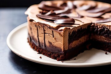 chocolate cheesecake creamy chocolate cheesecake on a chocolate