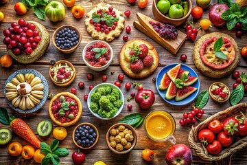 A Diverse Collection of One Hundred Food Illustrations Featuring Fruits, Vegetables, Desserts, and Culinary Delights for Creative Projects and Visual Content Needs