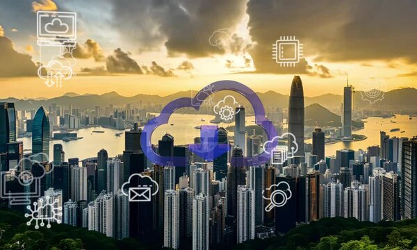 Cloud computing concept. Communication network.