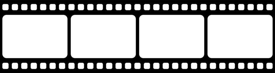 Film strip isolated vector icon. Retro picture with film strip icon. Film strip roll. Video tape photo film strip frame vector on transparent	