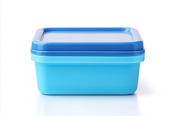 plastic box packaging of finished goods product on white background with clipping paths.