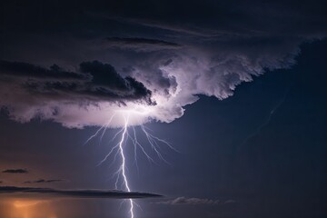 Stunning Lightning Strikes Dramatic Clouds Against a Dark Sky