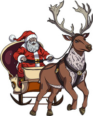 Santa Claus in a sleigh with reindeer Illustration