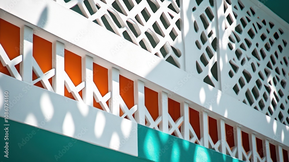 Poster Abstract architectural detail featuring geometric patterns and contrasting colors.