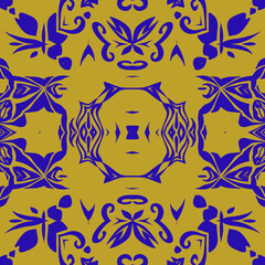 Mustard and Blue Abstract Surface Pattern