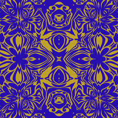 Mustard and Blue Abstract Surface Pattern