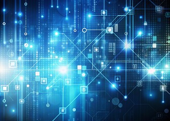 Abstract Matrix Background with White Symbols Representing Technology, Data Flow, and Digital Innovation, Ideal for Presentations and Modern Design Concepts