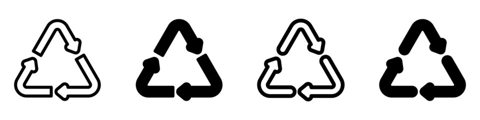 Recycle icon set. Recycling sign vector. Rubbish recycle green logo isolated on white background.